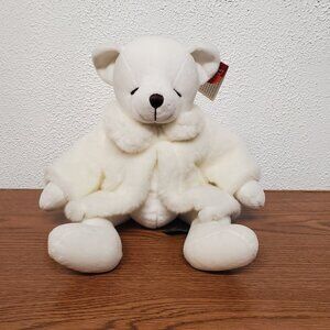 Plush White Bearella Bear with Faux Fur Jacket by Russ 14" Stuffed Animal - New